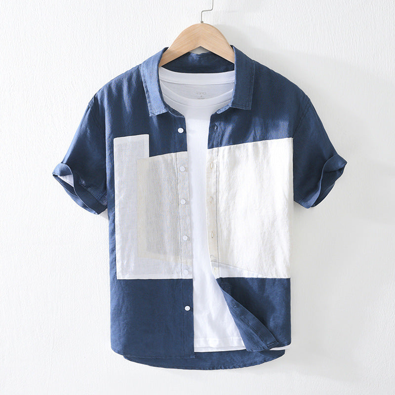 chemise en lin bleu