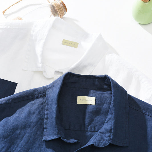 chemise en lin bleu homme