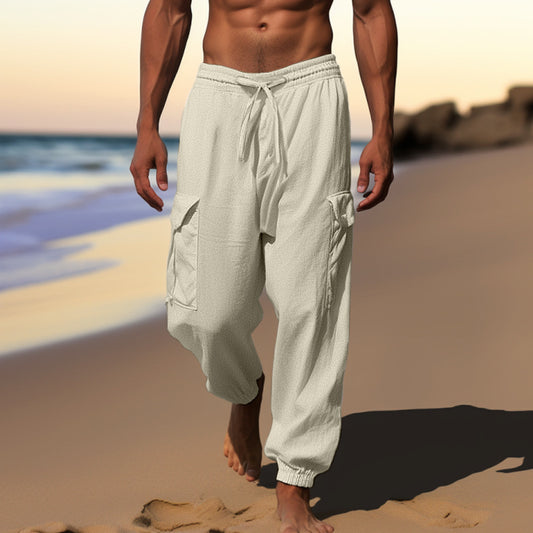 pantalon cargo en lin homme