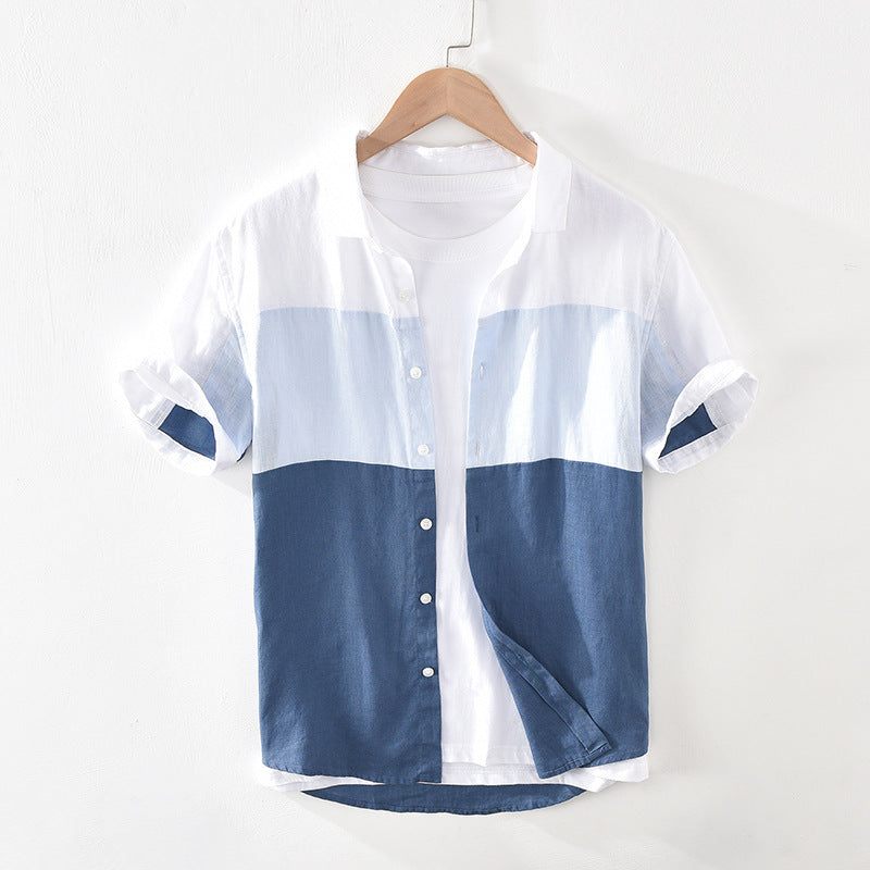chemise en lin bleu