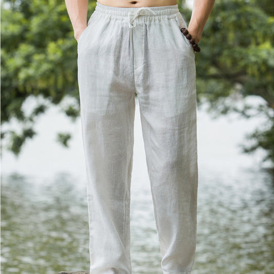 pantalon droit en lin